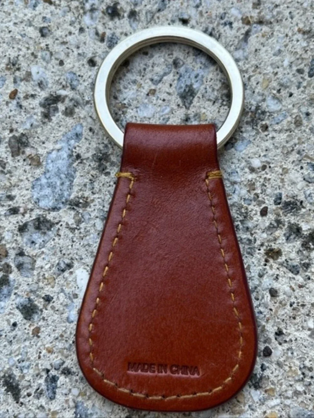 Dooney & Bourke Tan Brown Leather Key Ring with Gold Hardware